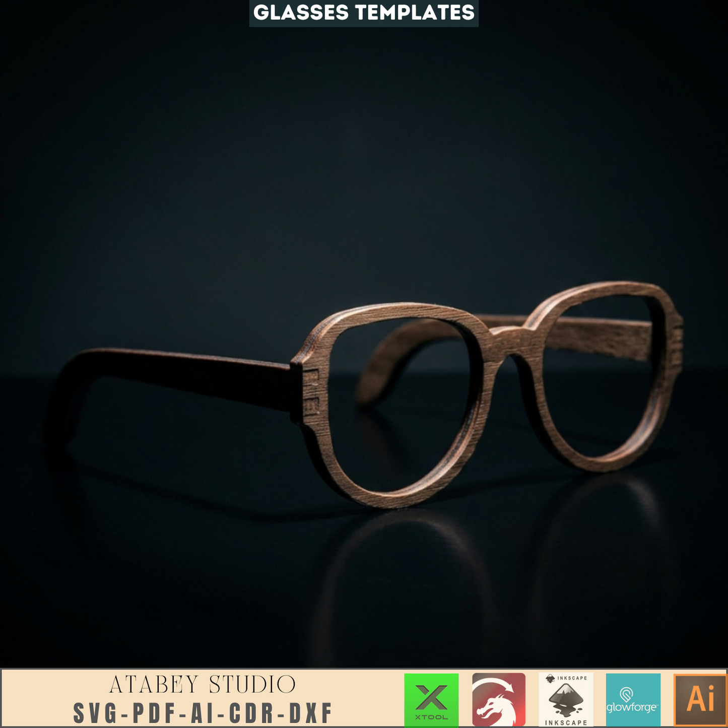 DIY Wooden Eyeglasses Craft Files - Laser Cut MDF Glasses Templates 630