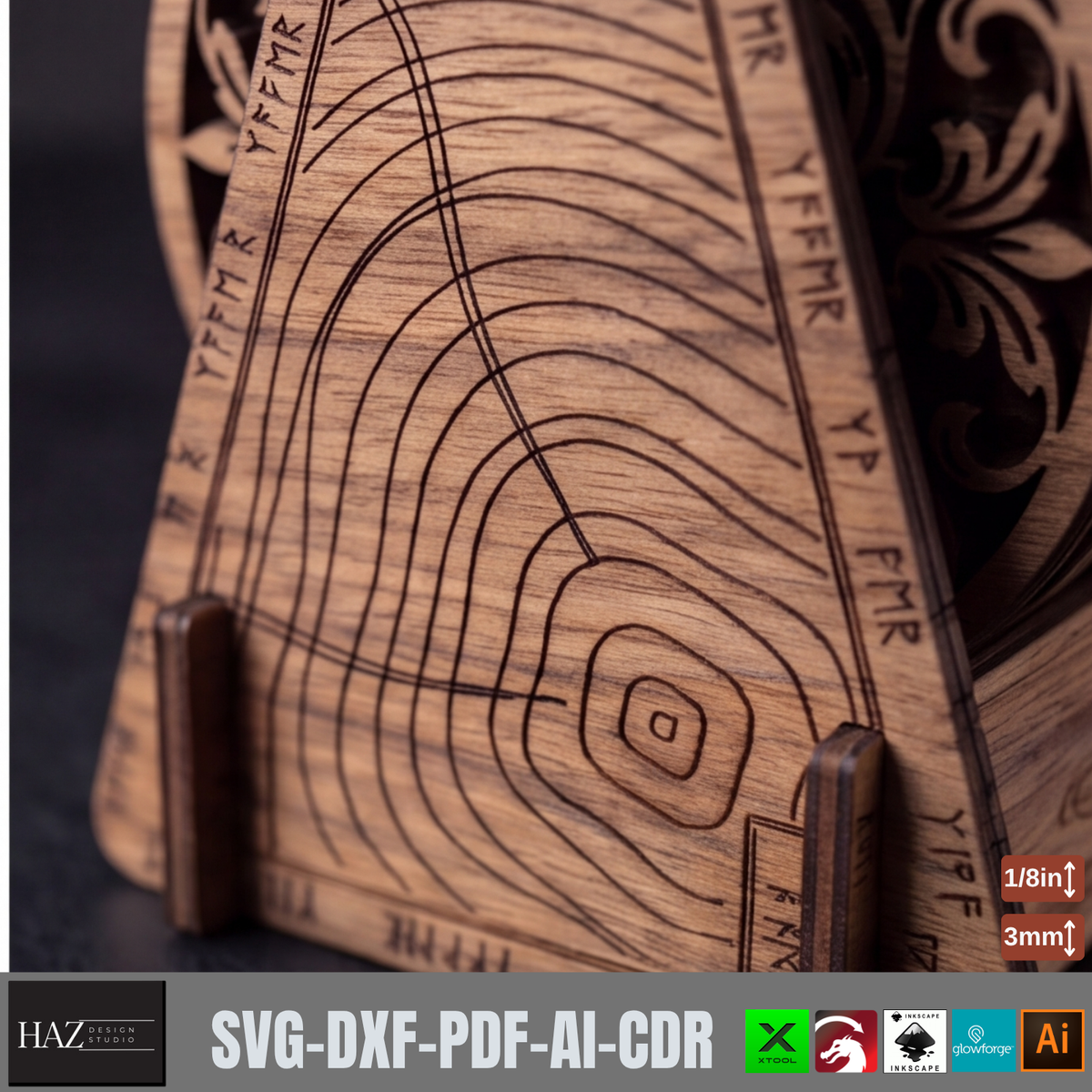 Viking Playing Card Coaster Templates, Rustic Norse Knotwork Wooden Coaster Designs 579