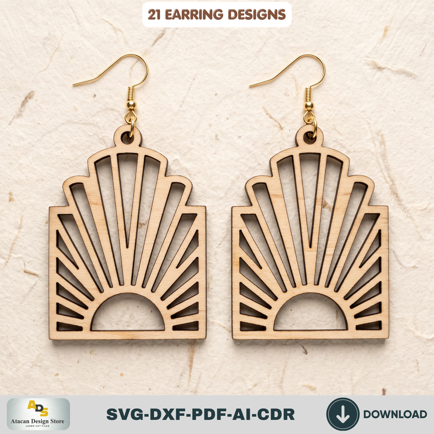 21 Wooden Earring SVG Bundle Laser Cut Jewelry Templates Glowforge DIY Wood Earrings Cutting Files