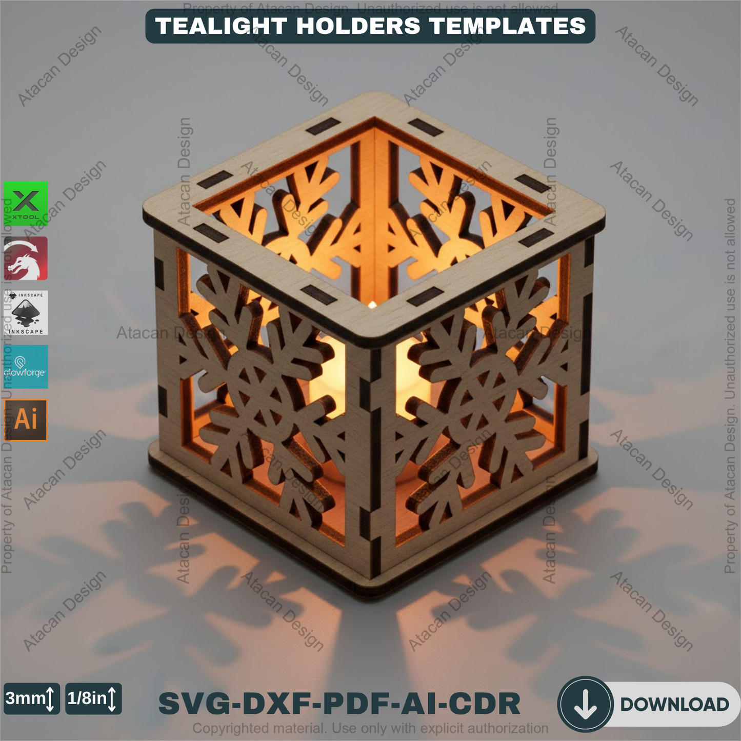 Snowflake Lantern Laser Cut Plans, Wooden Candle Box Template, Christmas Table Centerpiece, Winter Home Decor, 920