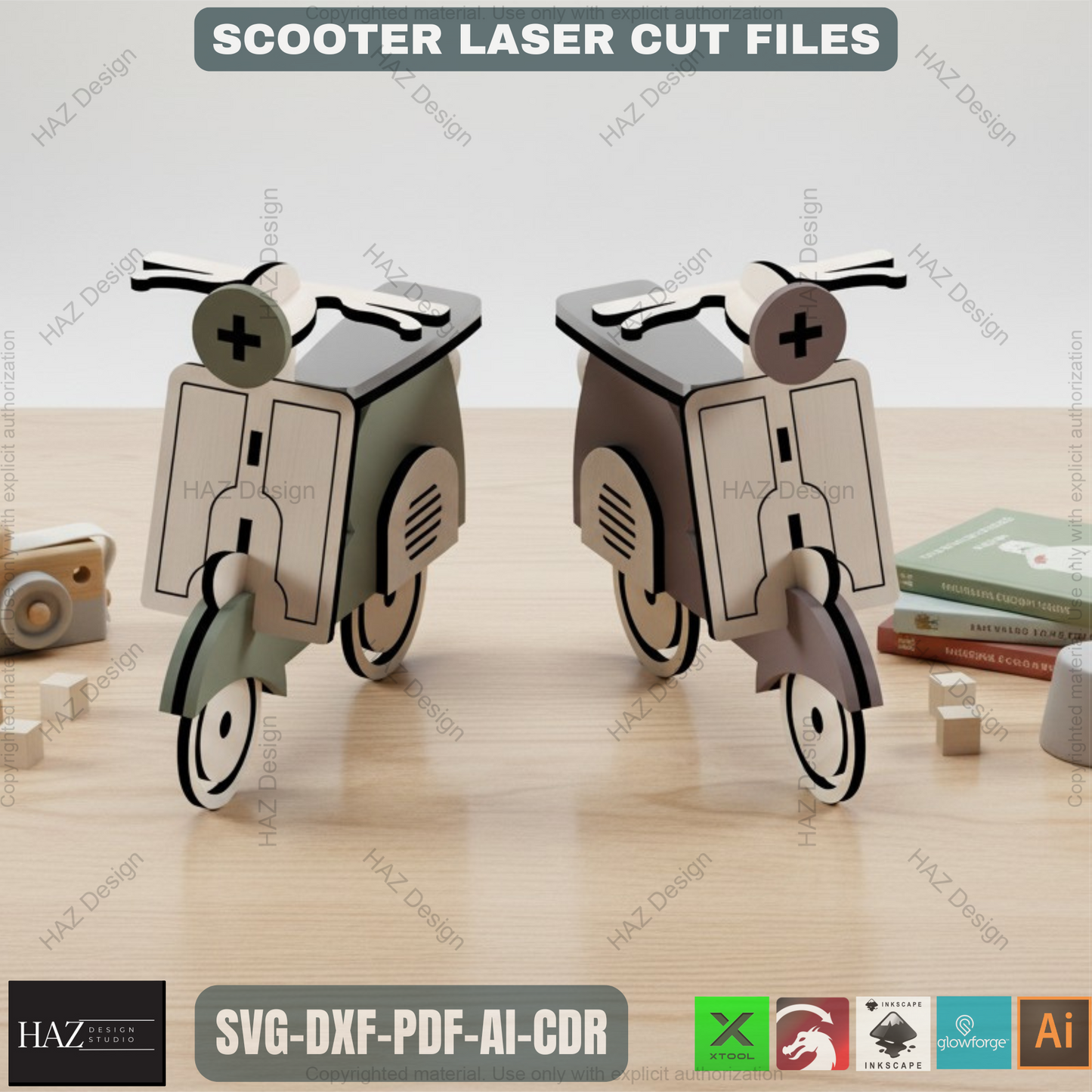 007 italian Scooter Vespa Cutting File / Lambretta Vector Laser cut Files / Dxf Svg Ai Cdr 007