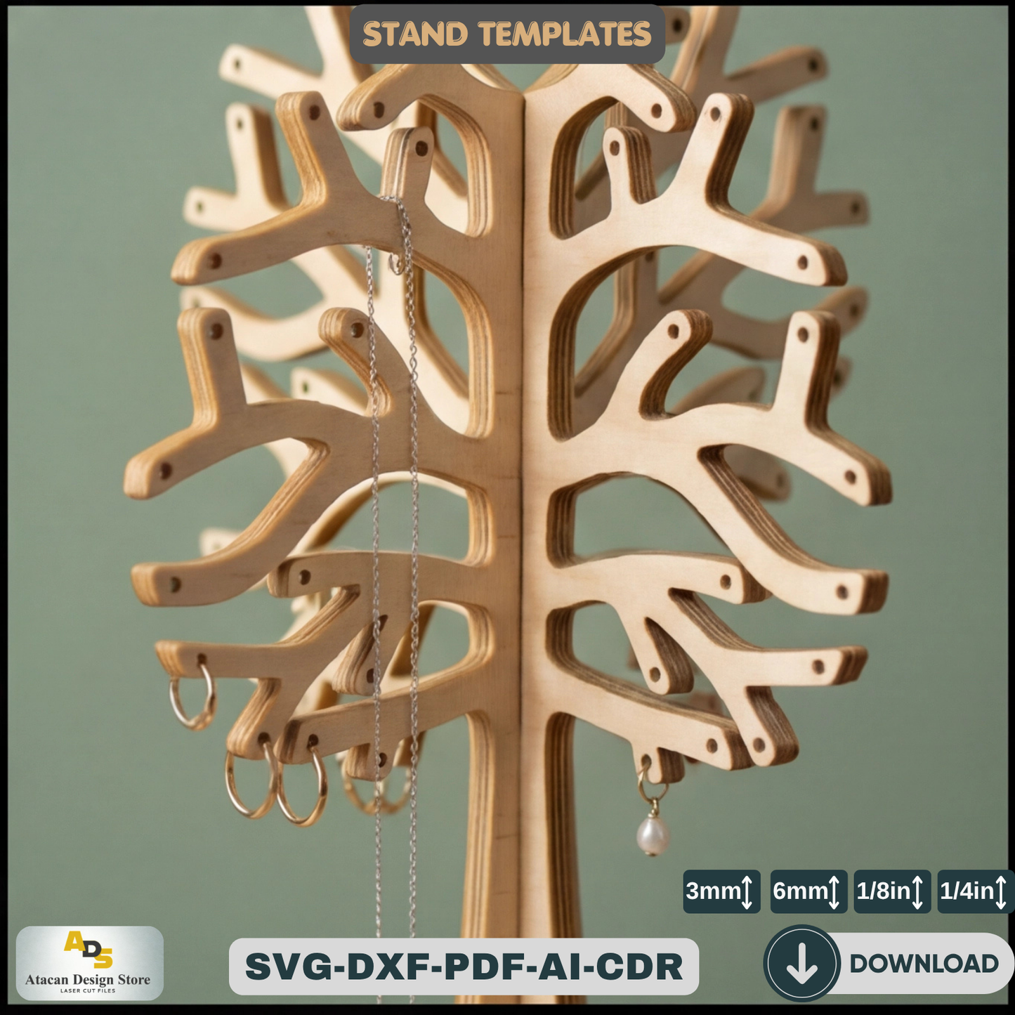 Tree Jewellery Stand / Earing Holder / Laser cut jewelry display