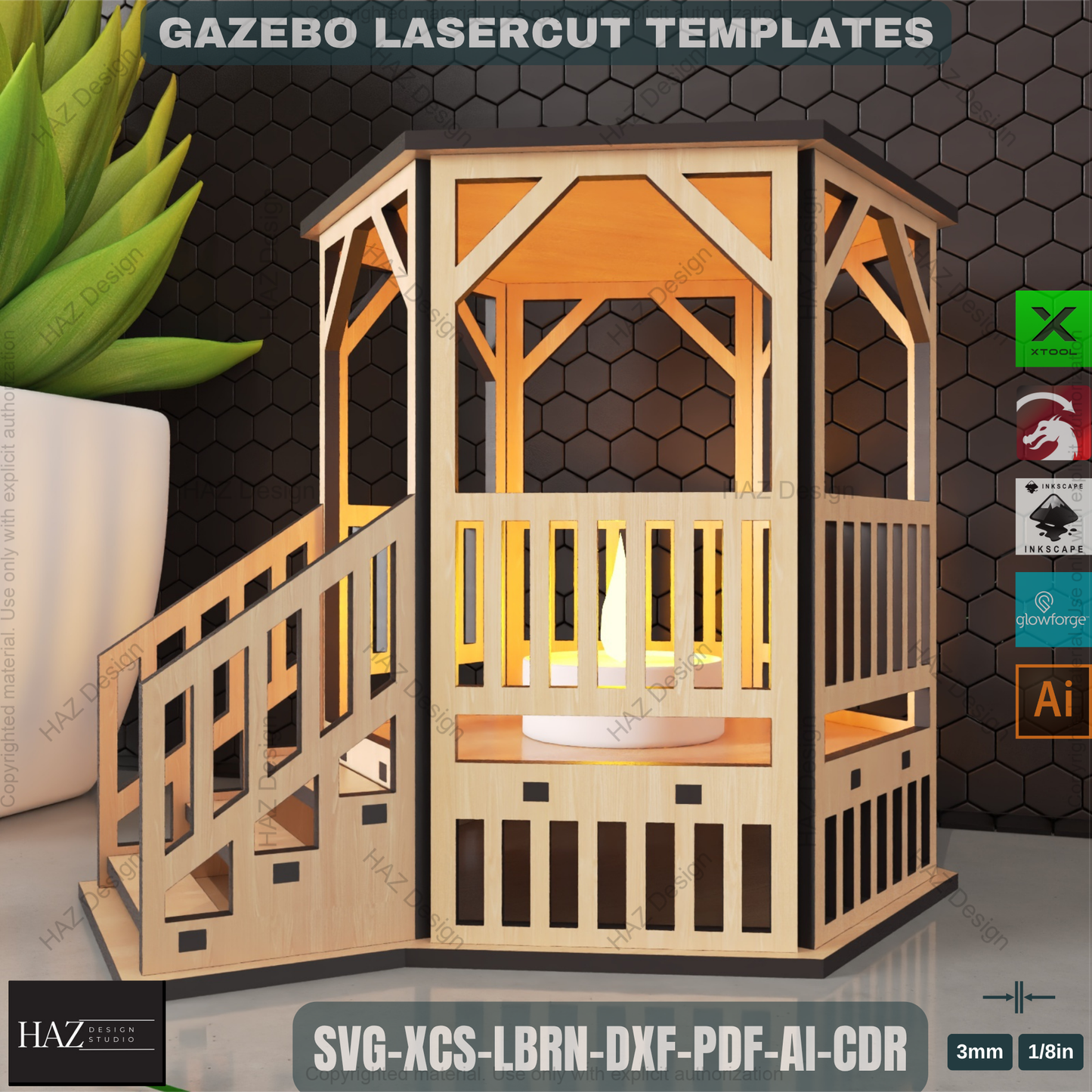 Charming Gazebo Tealight Lantern Design | Laser Cut Files for Rustic Outdoor Decor Idea 456
