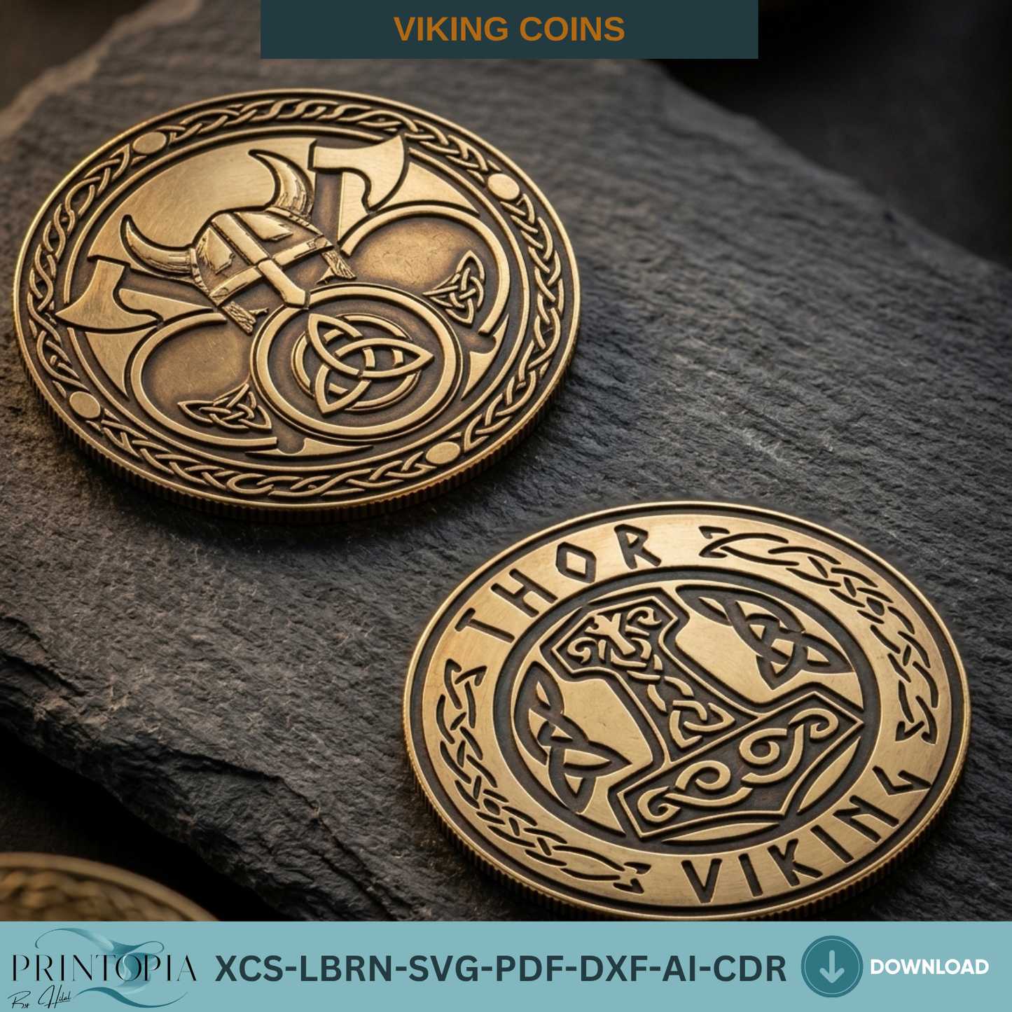 Viking Coins Laser Cut Norse Mythology Engraving Template Set