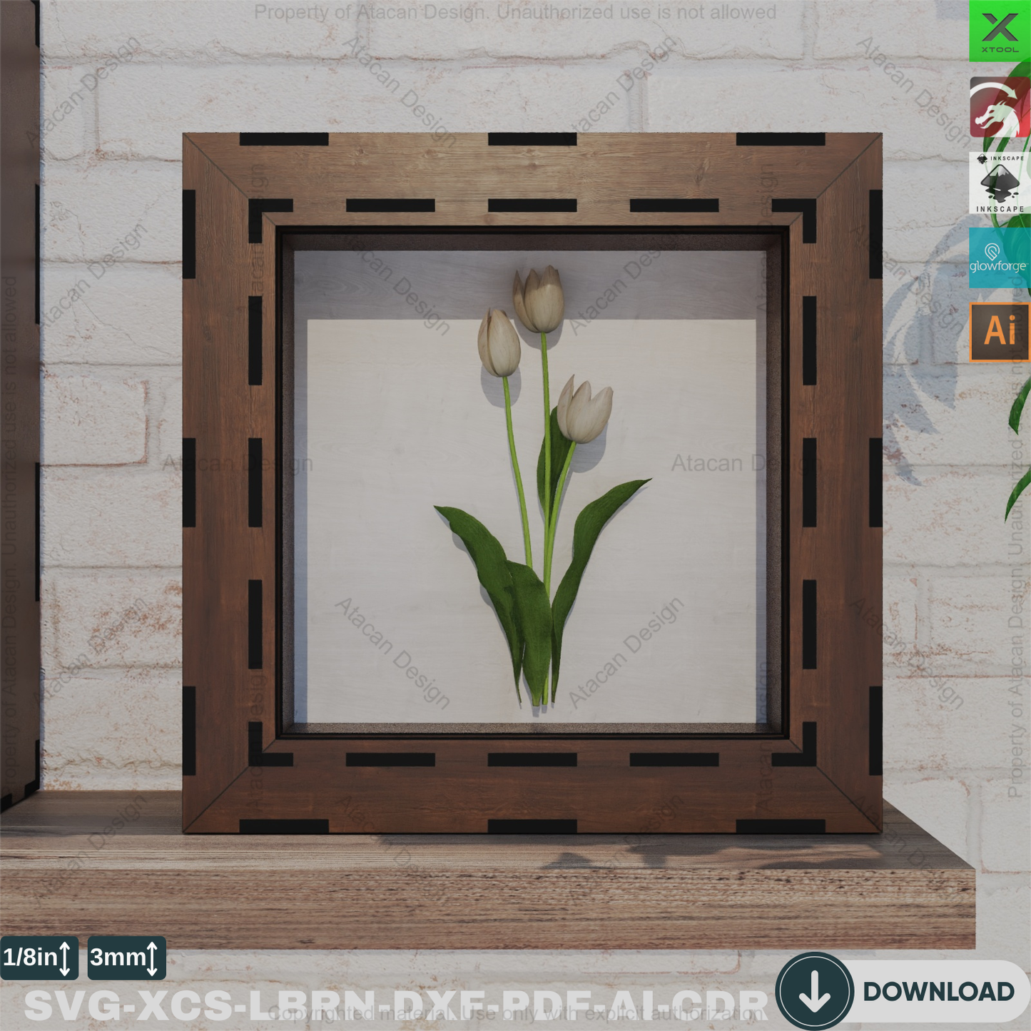 Removable Shadow Box Frames: Digital Laser Cut File Collection,3D Picture Frame Template: Wood Shadow Box Set, DIY Project853