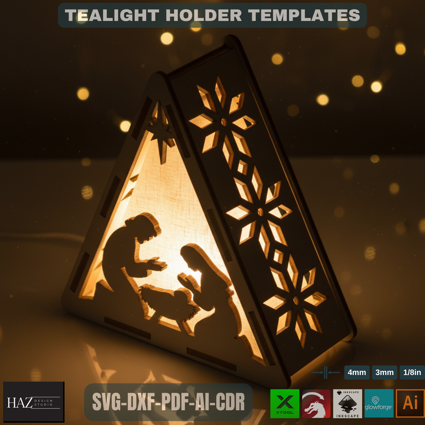 Spiritual Candle Holders / Laser-Cut Nativity Lanterns / Night Lamp for Sacred Decor 482