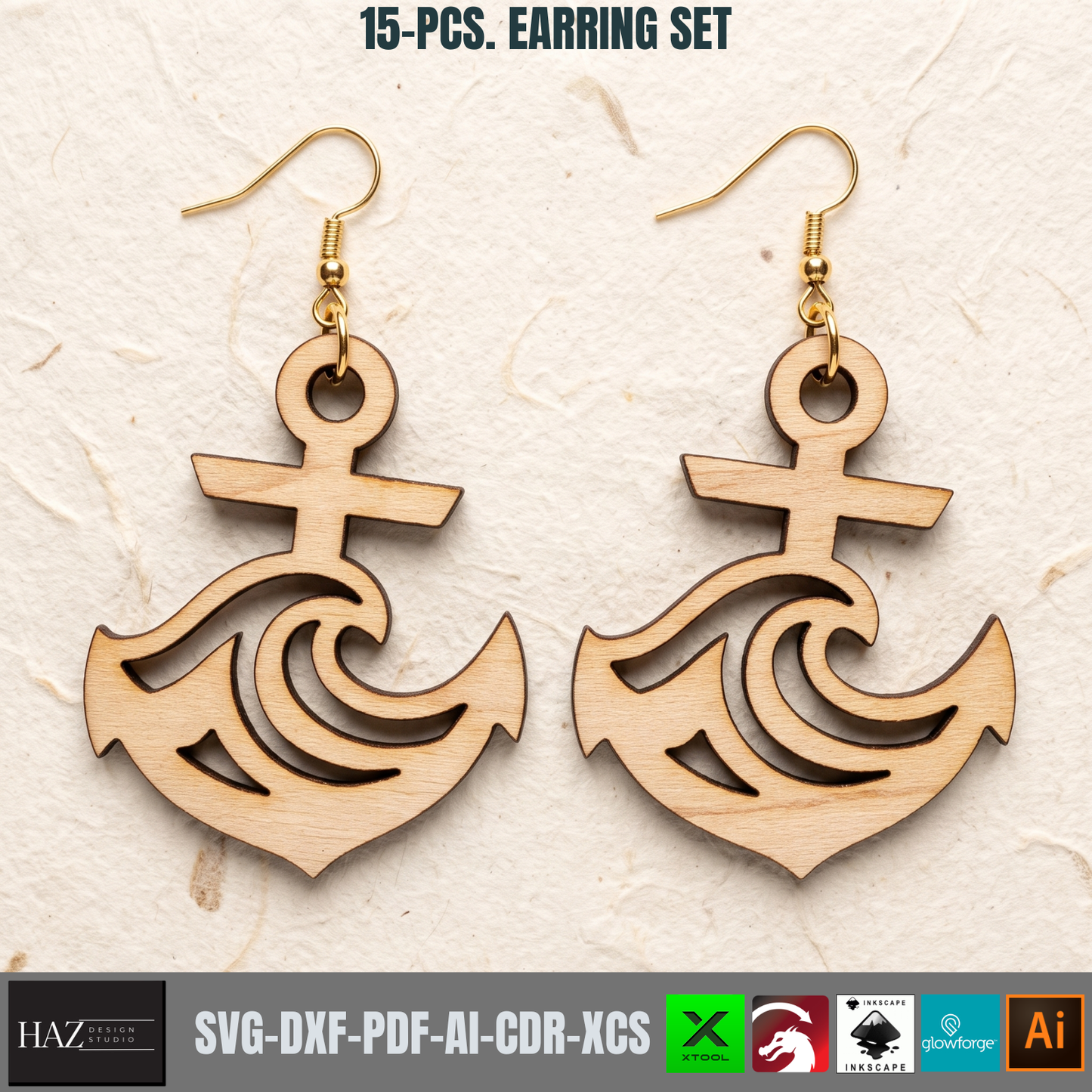 Wooden Earring Laser Cut Files Set Jewelry SVG Glowforge Plywood Templates Boho Nature Wood Designs