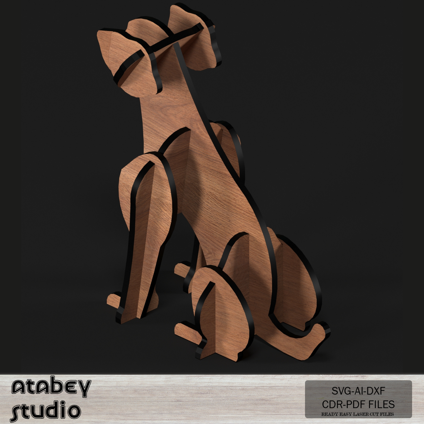 Wooden Sitting Dogs 3D Puzzle - Cute Pet Model in Multiple Sizes - 4 Sizes Charming Acrylic Pet Design 792