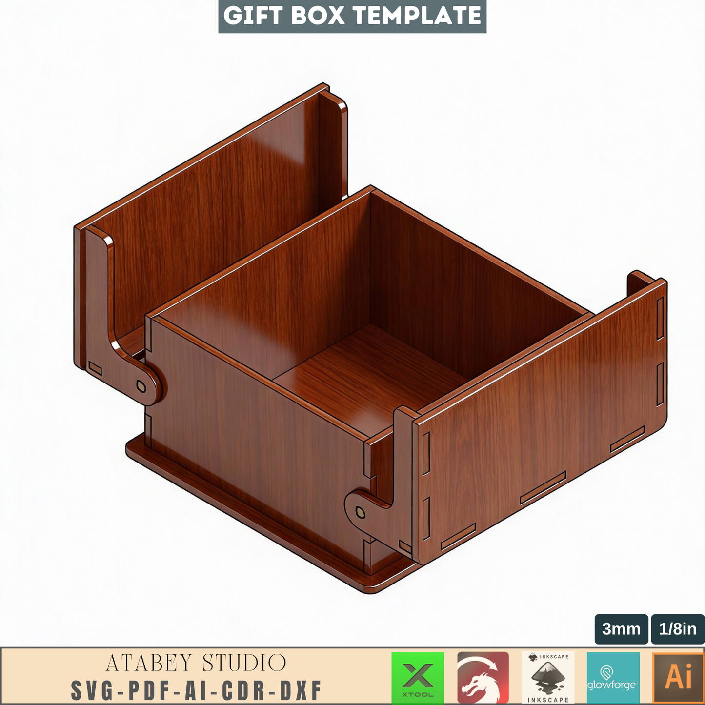 Laser Cut Wooden Gift Box Template with Sliding Lid | Luxury Plywood Jewelry Box Design for Laser Cutting Projects 985