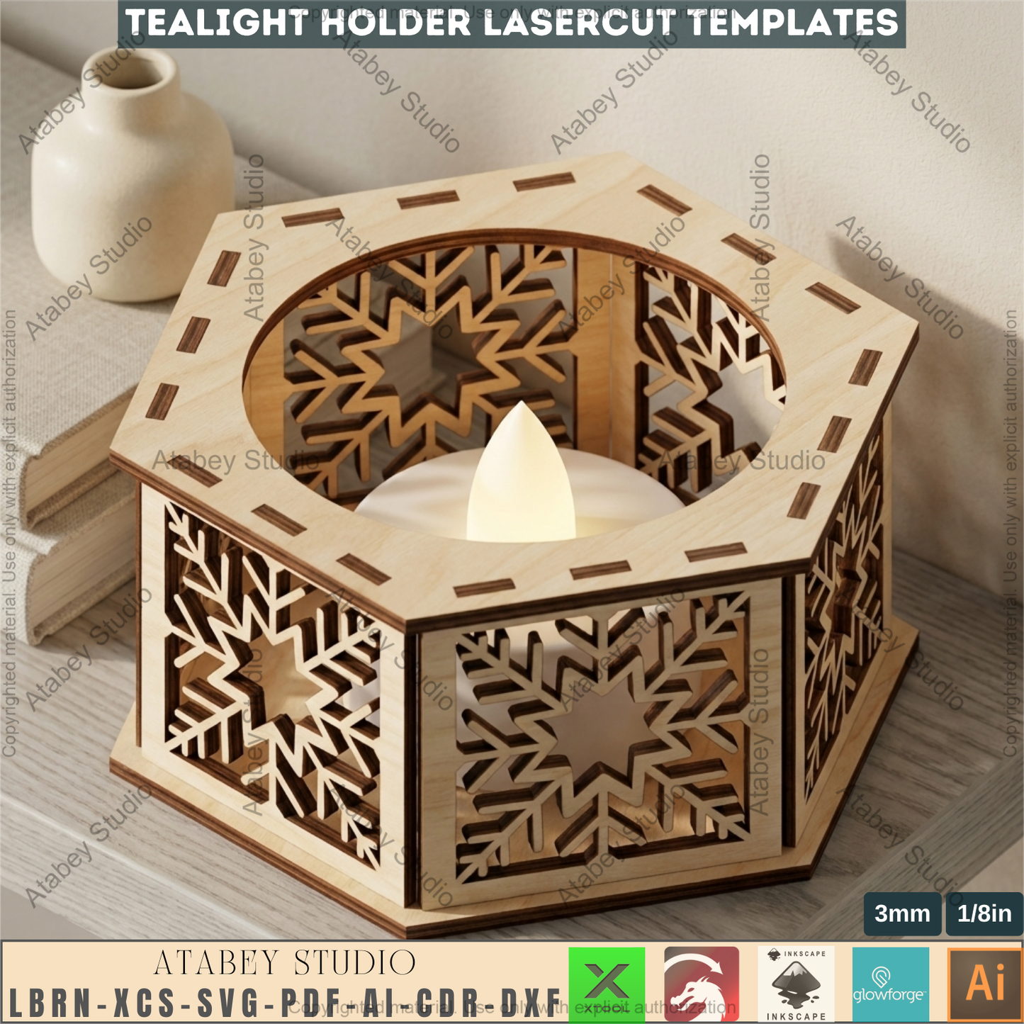 Christmas Candle Holder Bundle Laser Cut Lantern Tealight Box Xmas Table Decor 977