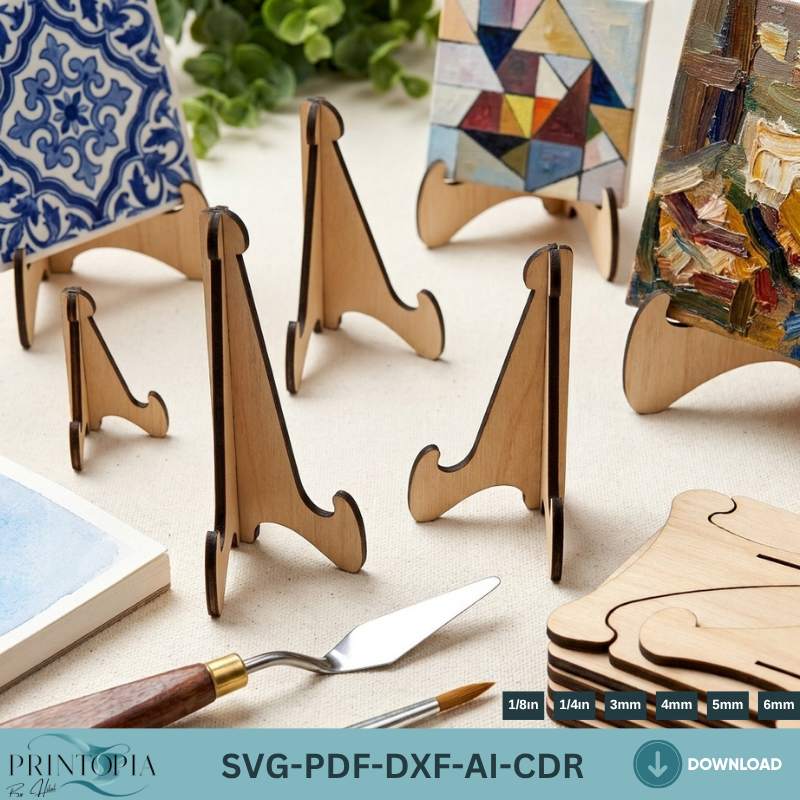 Classic Curve Easel Stand Files - Versatile Laser Cut Designs for Displays