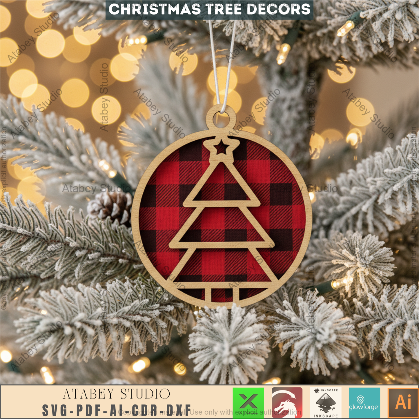 Festive Christmas Trees - Ornament Laser Bundle - Holiday Tree Decor & New Year Tree Templates for DIY Crafting 099