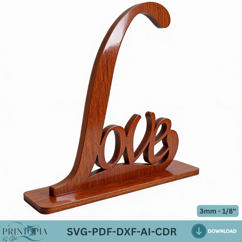 Love Shelf Sitter Standing Sign Laser Cut File, Valentine's Day Decor, Romantic Wedding Gift 324