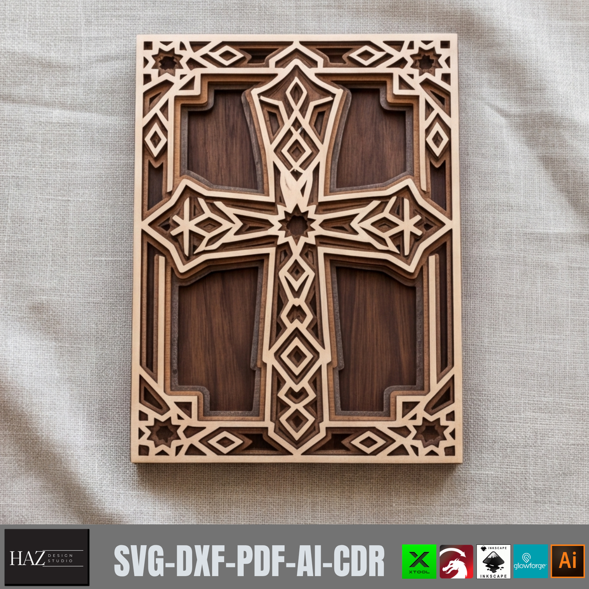 3D Layered Cross Sign Template, Jesus Laser Cutting Plan, Church Decor, Christian Easter Gift