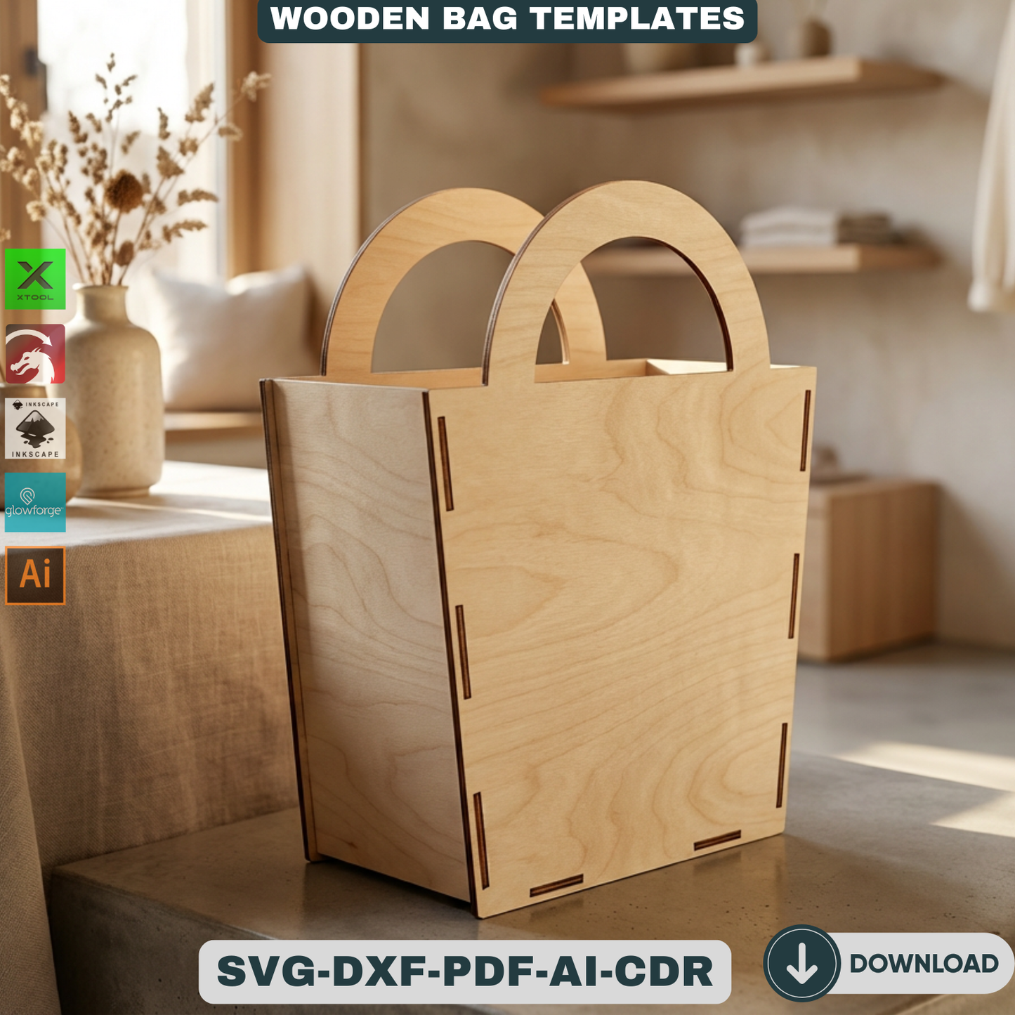 Wooden Purse Bundle Laser Cut Gift Bag Templates DIY Wood Handbag Set Laser Cut Box Designs Unique Gift for Her 933