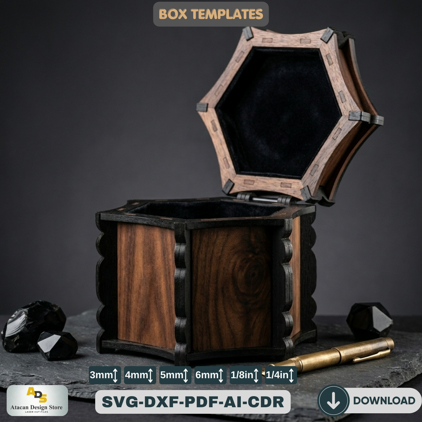 Laser Cut Box File Celtic Trinket Chest Template Wood Jewelry Box