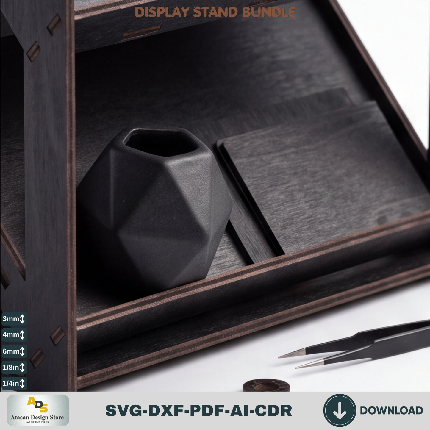 9 Display Stand Bundle Laser Cut SVG Wood Shelf Market Booth Template