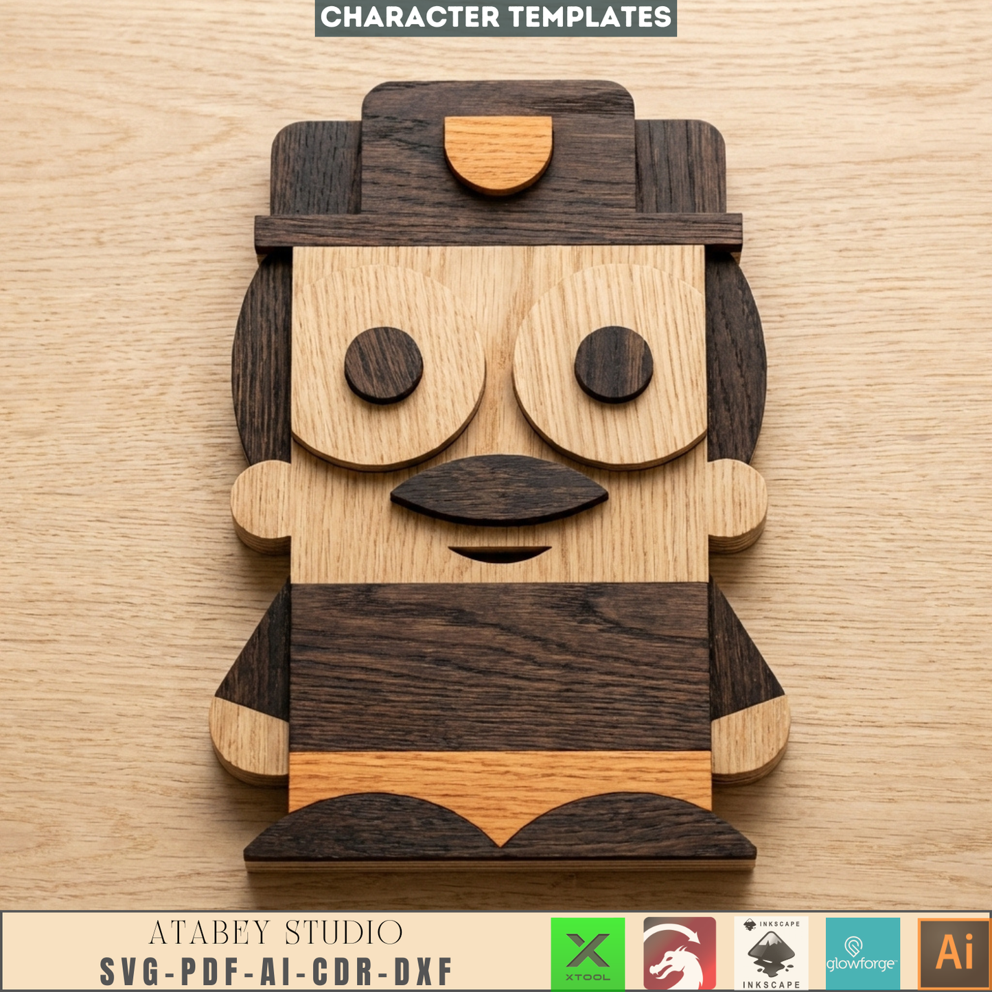 Layered Character Templates Laser Cutting Superhero Clown Unicorn Kid Wall Decor DIY Wood Projects