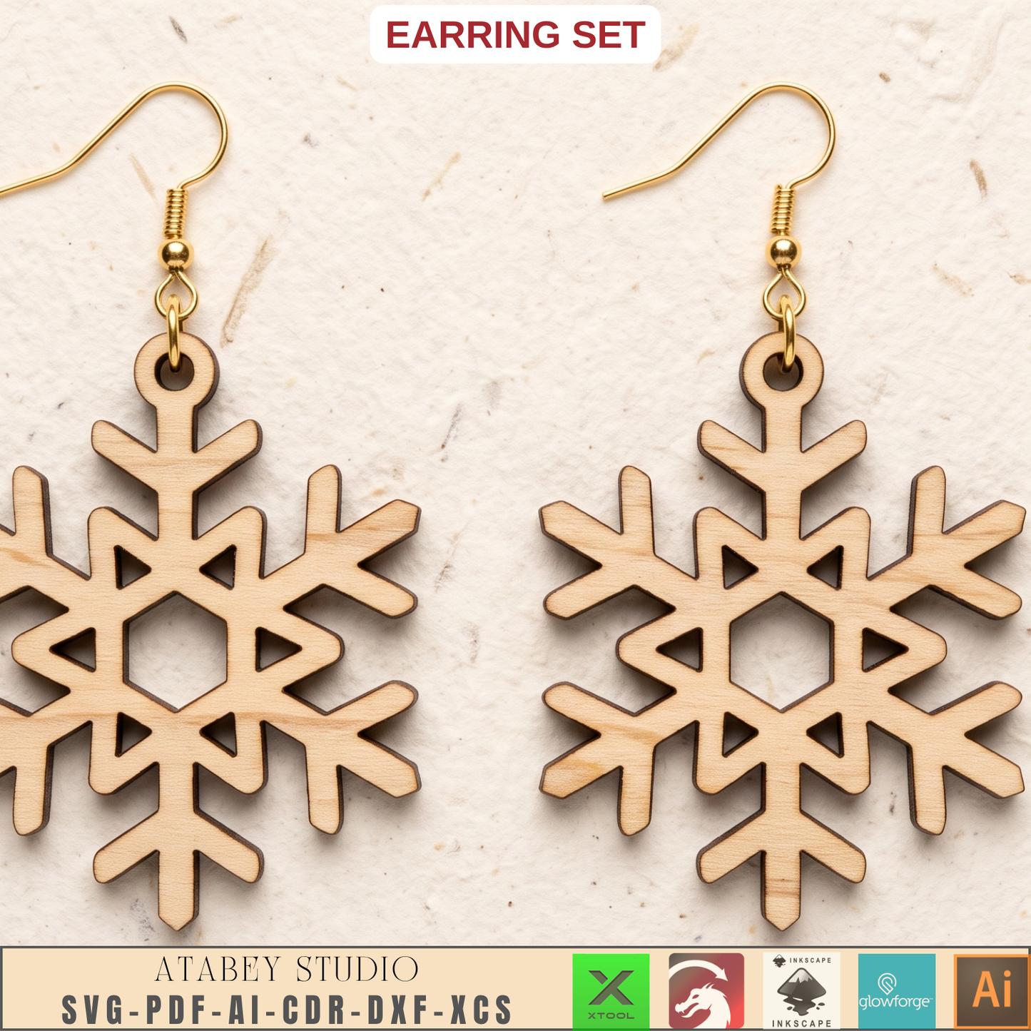 Wooden Bee Butterfly Leaf Earring Templates for Laser Cut Jewelry DIY Plywood Pattern Bundle
