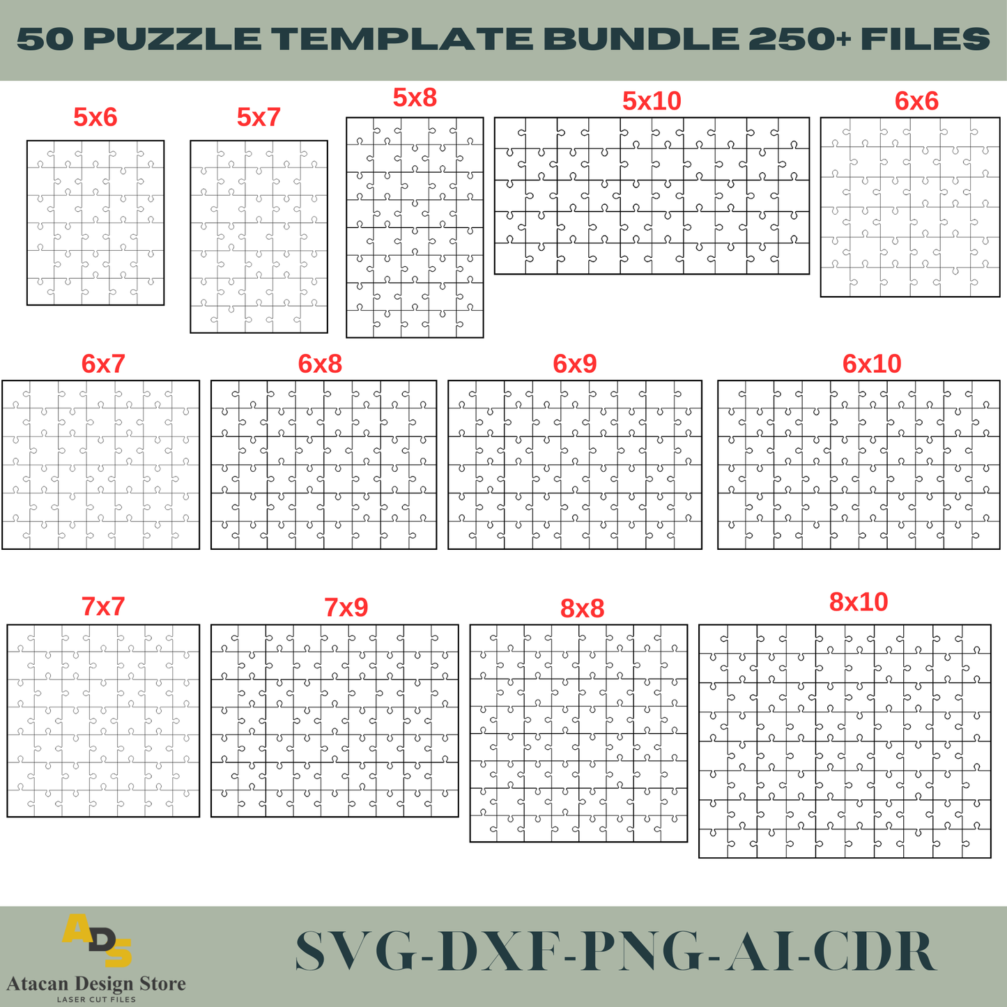 Jigsaw Puzzle Creator's Dream, 50 Designs, 250+ Files - Craft Your Own Puzzles, Puzzle Laser SVG File, Digital Download 728