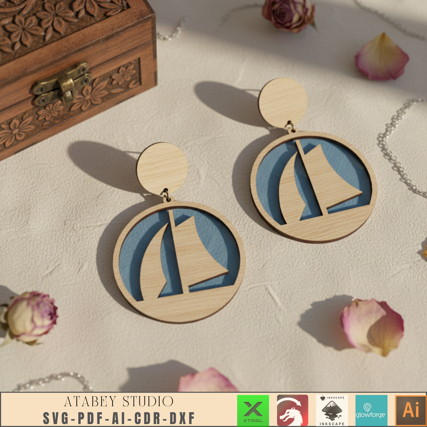 Laser Cut Wooden Earrings / Jewelry Set / Creative Earring Designs for Laser Cutting 953
