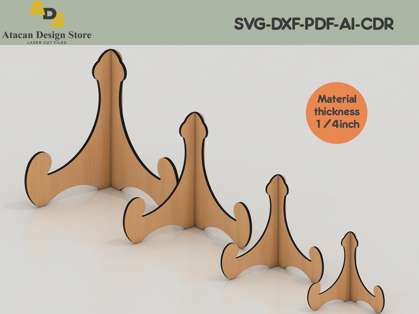 Fluid Design Easel Display Stands - Adaptable Laser Cut Files for All Sizes 410