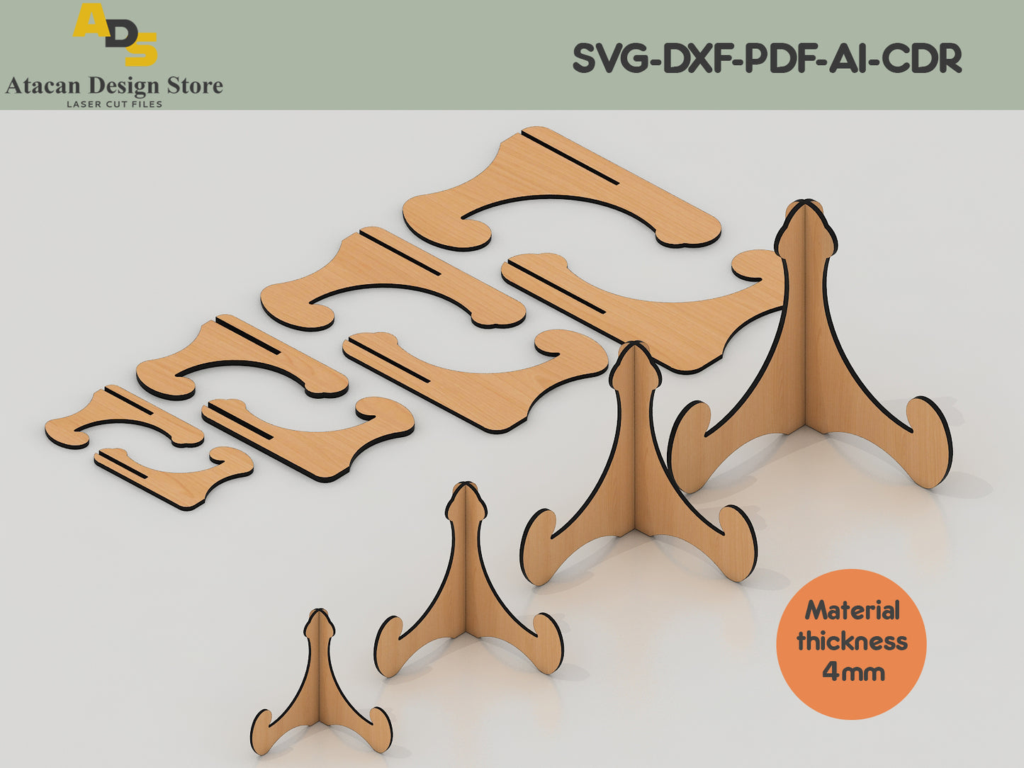 Fluid Design Easel Display Stands - Adaptable Laser Cut Files for All Sizes 410