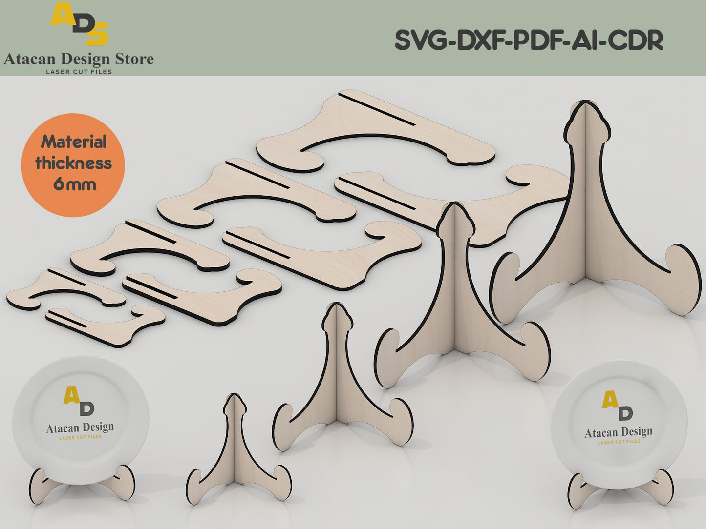 Fluid Design Easel Display Stands - Adaptable Laser Cut Files for All Sizes 410