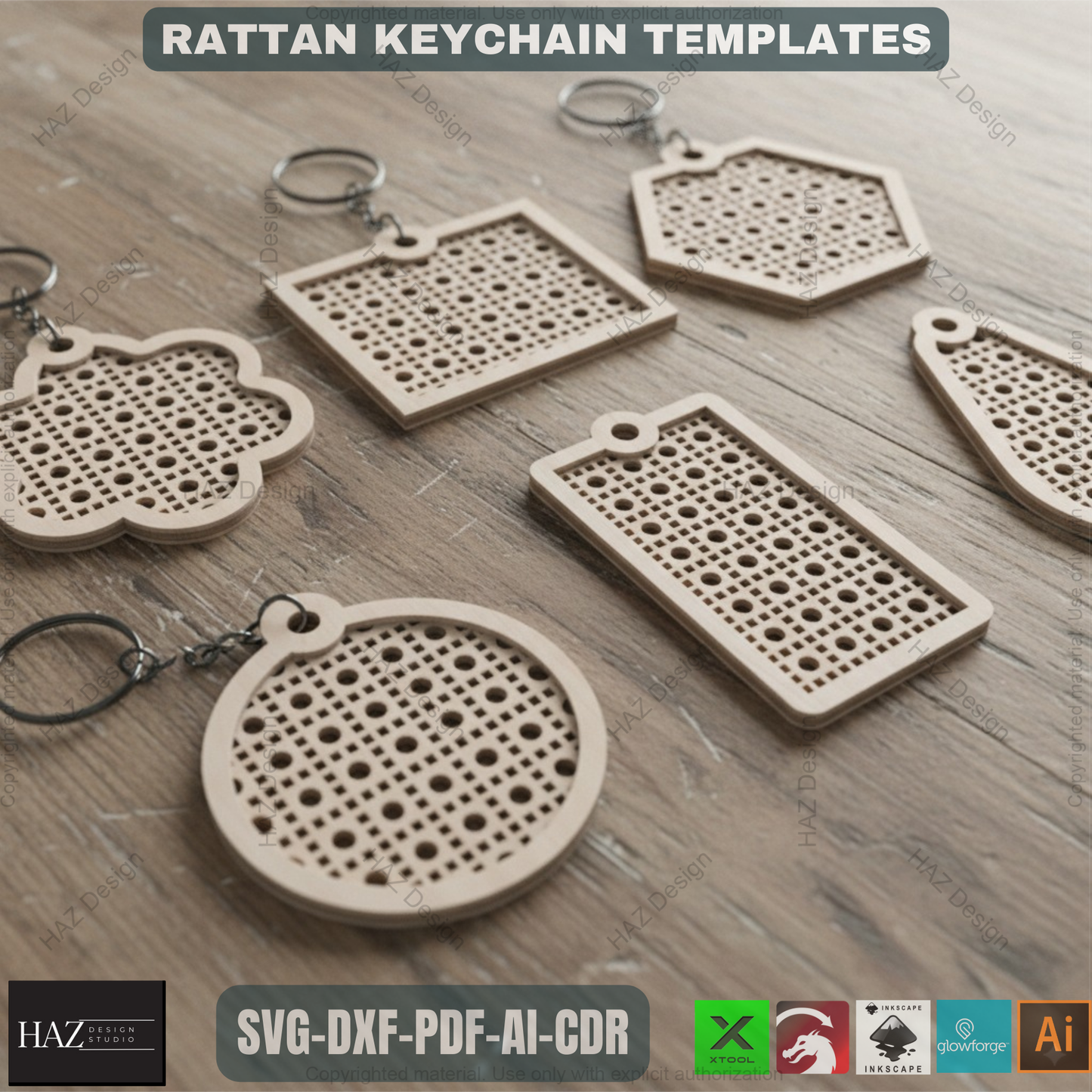 Modern Rattan Pattern Keychains - Perfect for Laser Cutting & Crafting 323