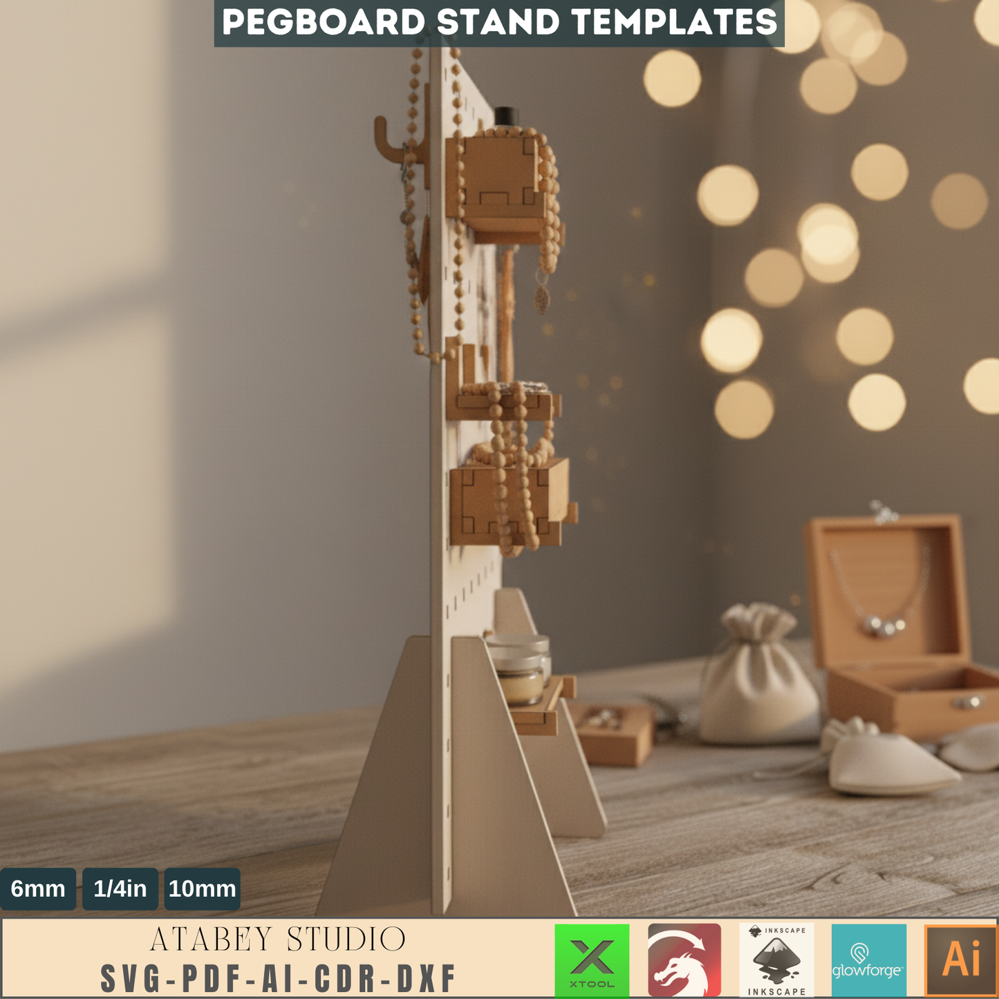 DIY Pegboard Stand & Hooks - Customizable Laser Cut Accessories for Craft Organization 643