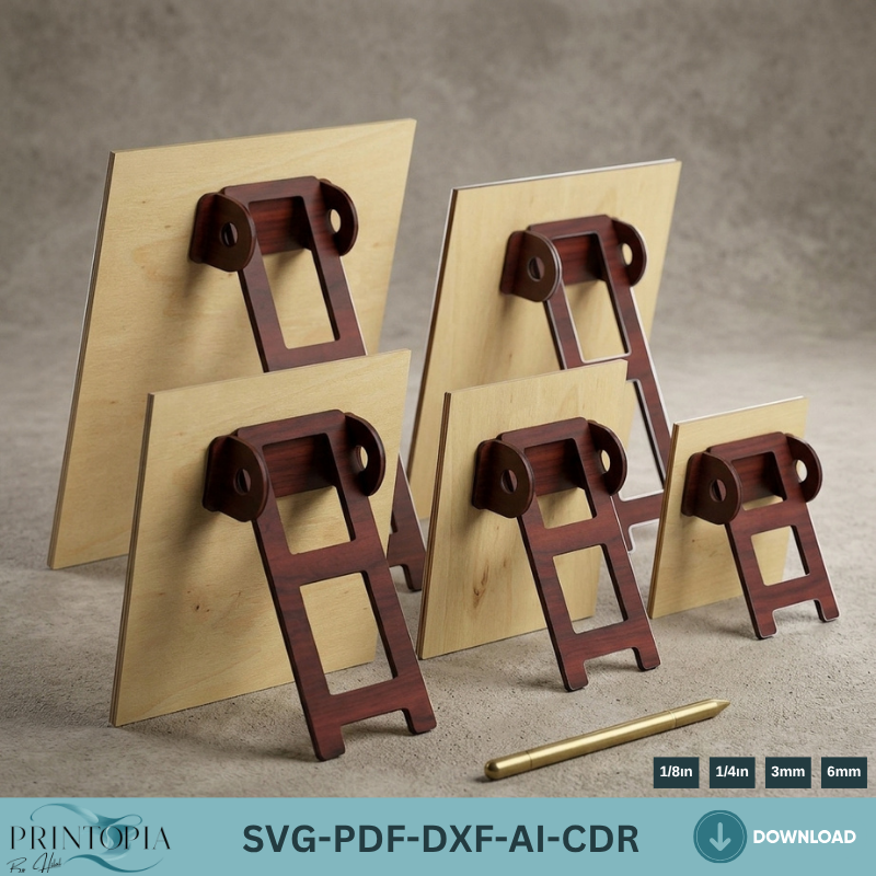 Easel Stand Backs - Photo Frame Stand Backs - Wood Easel Display Stand - 3mm- 6mm - 1/4in and 1/8in - Laser Cut File Glowforge ADS263