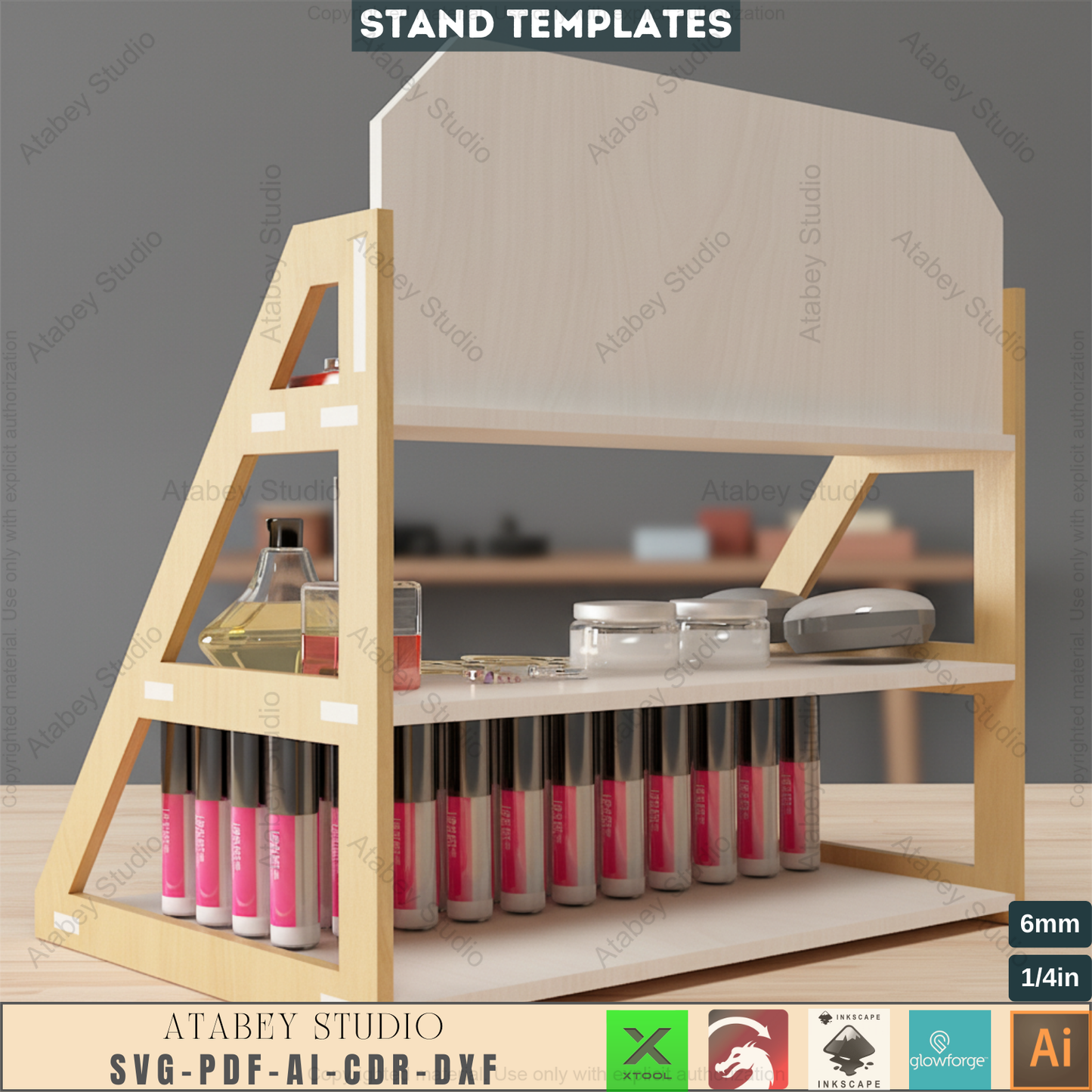 3-Tier Craft Fair Display / Jewelry Stand / Makeup Product Display / Laser Cut Templates 759