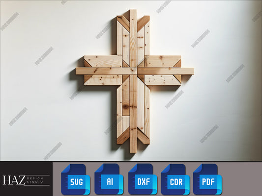 Sacred Cross Barn Quilt SVG Design - Spiritual Laser Cut Pattern for Home Decor 224