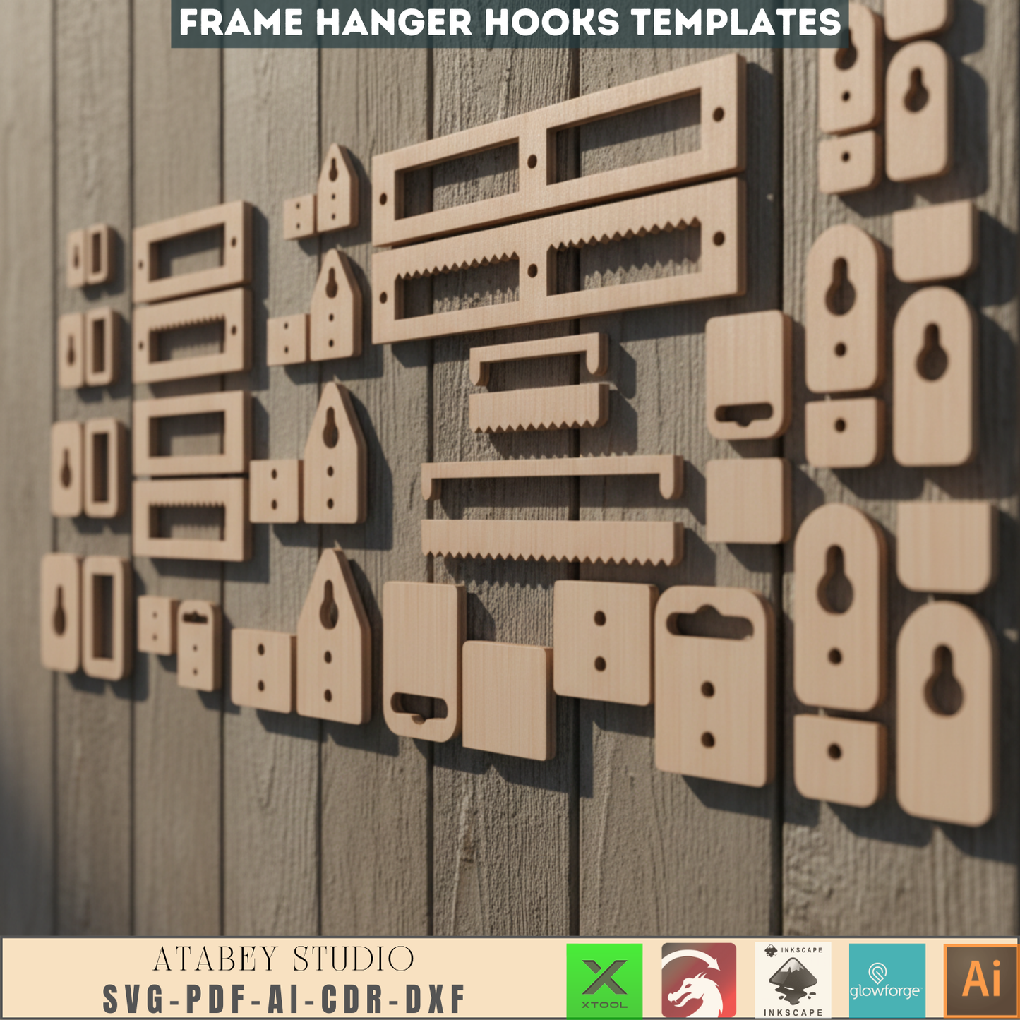 Photo Frame Hanger Hooks Laser cut SVG files 650