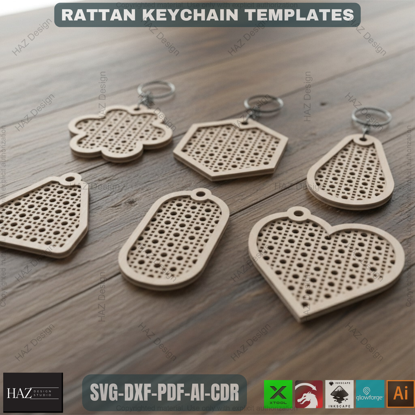 Modern Rattan Pattern Keychains - Perfect for Laser Cutting & Crafting 323