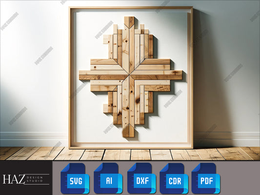 Cross Pattern Barn Quilt SVG - Spiritual Woodworking Design for Laser Cutting 223