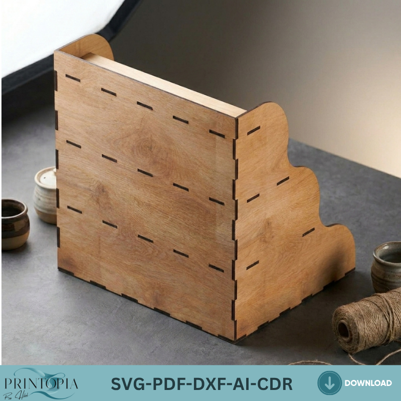 Laser Cut Desk Organizer Design - Modern Desktop Storage with Elegant Shelves 186