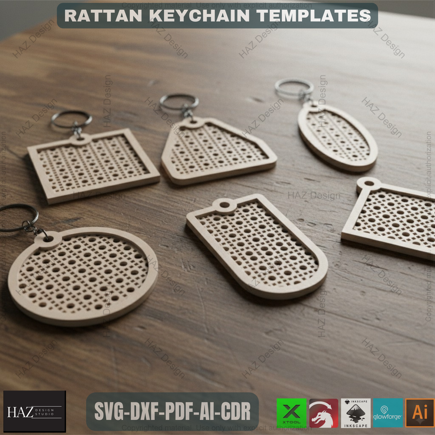 Modern Rattan Pattern Keychains - Perfect for Laser Cutting & Crafting 323