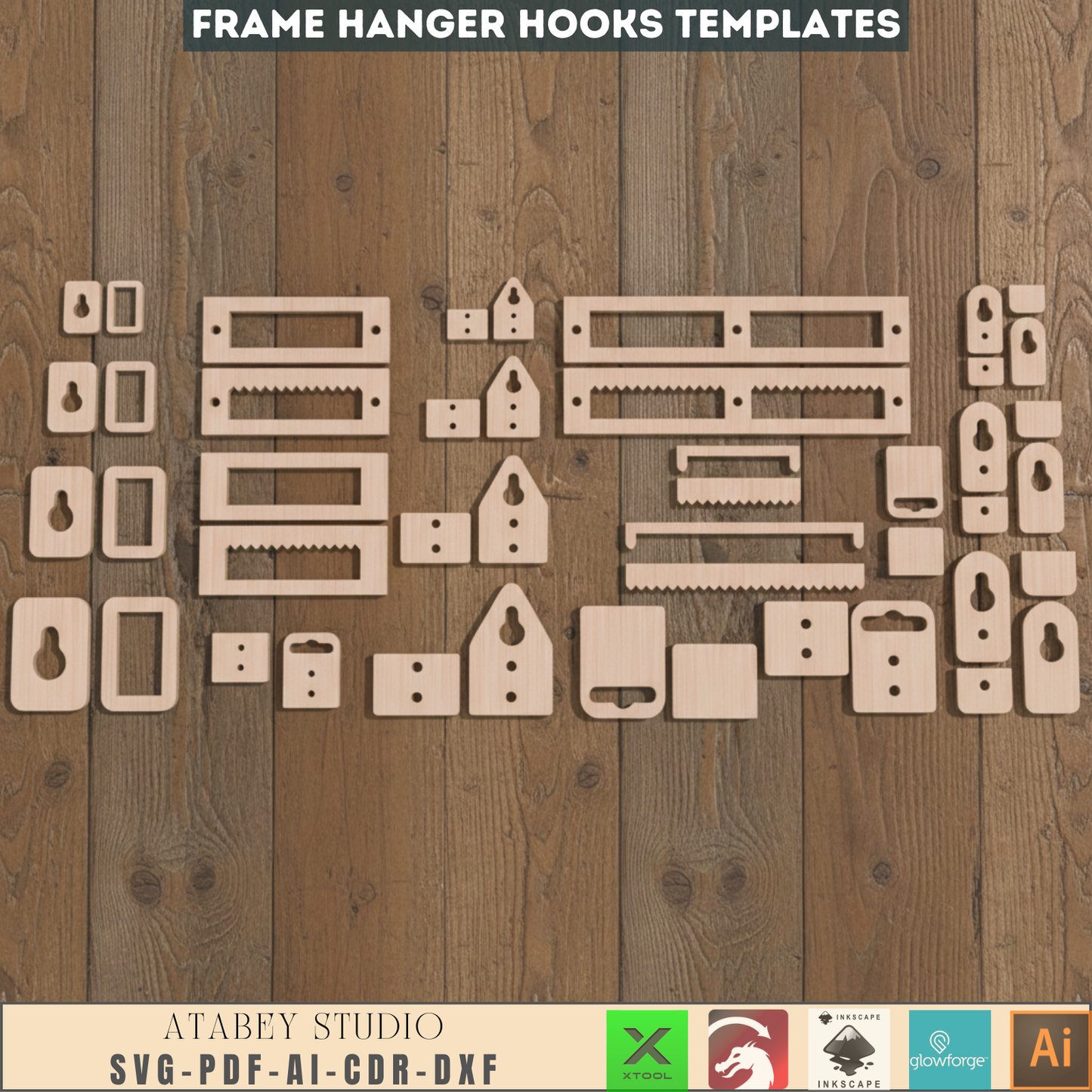 Photo Frame Hanger Hooks Laser cut SVG files 650