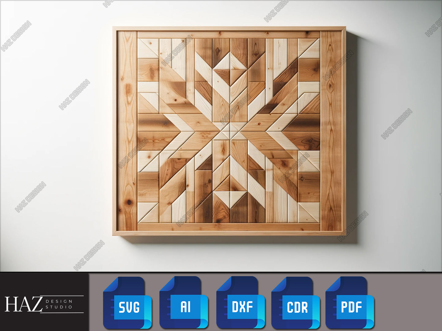 Contemporary Wooden Quilt Wall Art SVG - Precision Laser Cutting Design Files 219