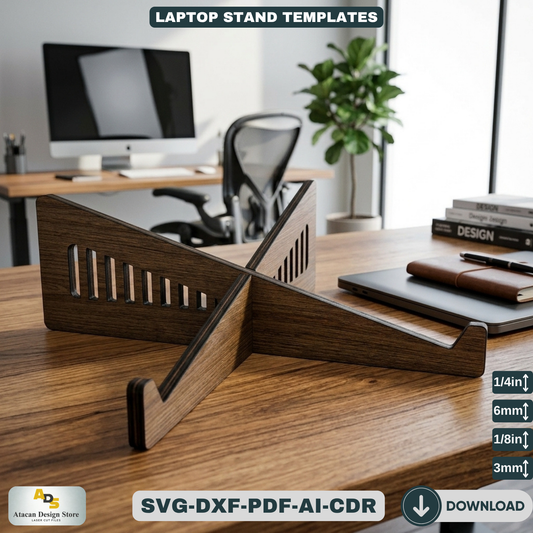 Wooden Laptop Stand Template / DIY Desk Organizer / Personalized Computer Holder Riser 166