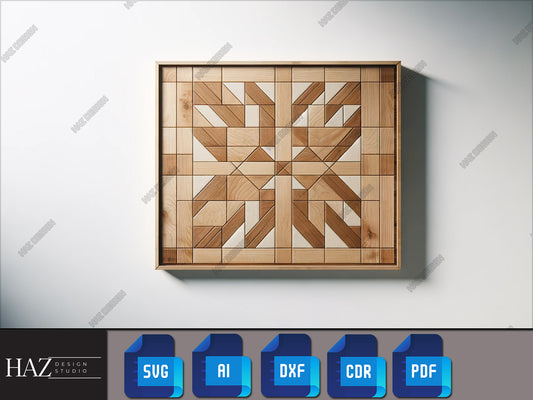 Sleek Geometric Quilt SVG - Modern Laser Cut Files for Chic Wood Decor 220