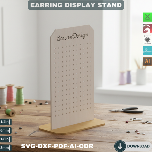 Earring Holder / Earring Display / Earring Organizer / Jewelry Earring Stand / Jewelry Organizer Holder - Laser Cut Files SVG DXF 298