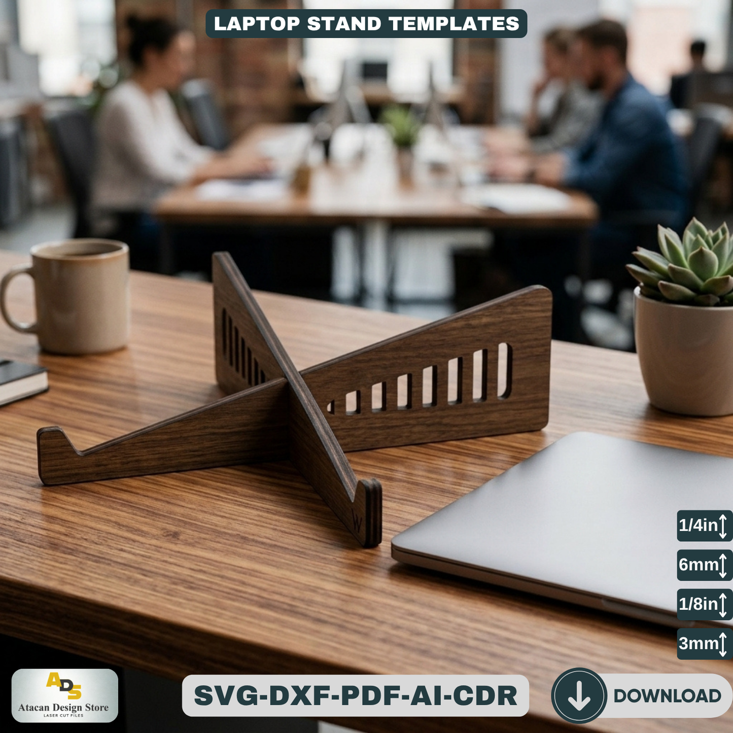 Wooden Laptop Stand Template / DIY Desk Organizer / Personalized Computer Holder Riser 166