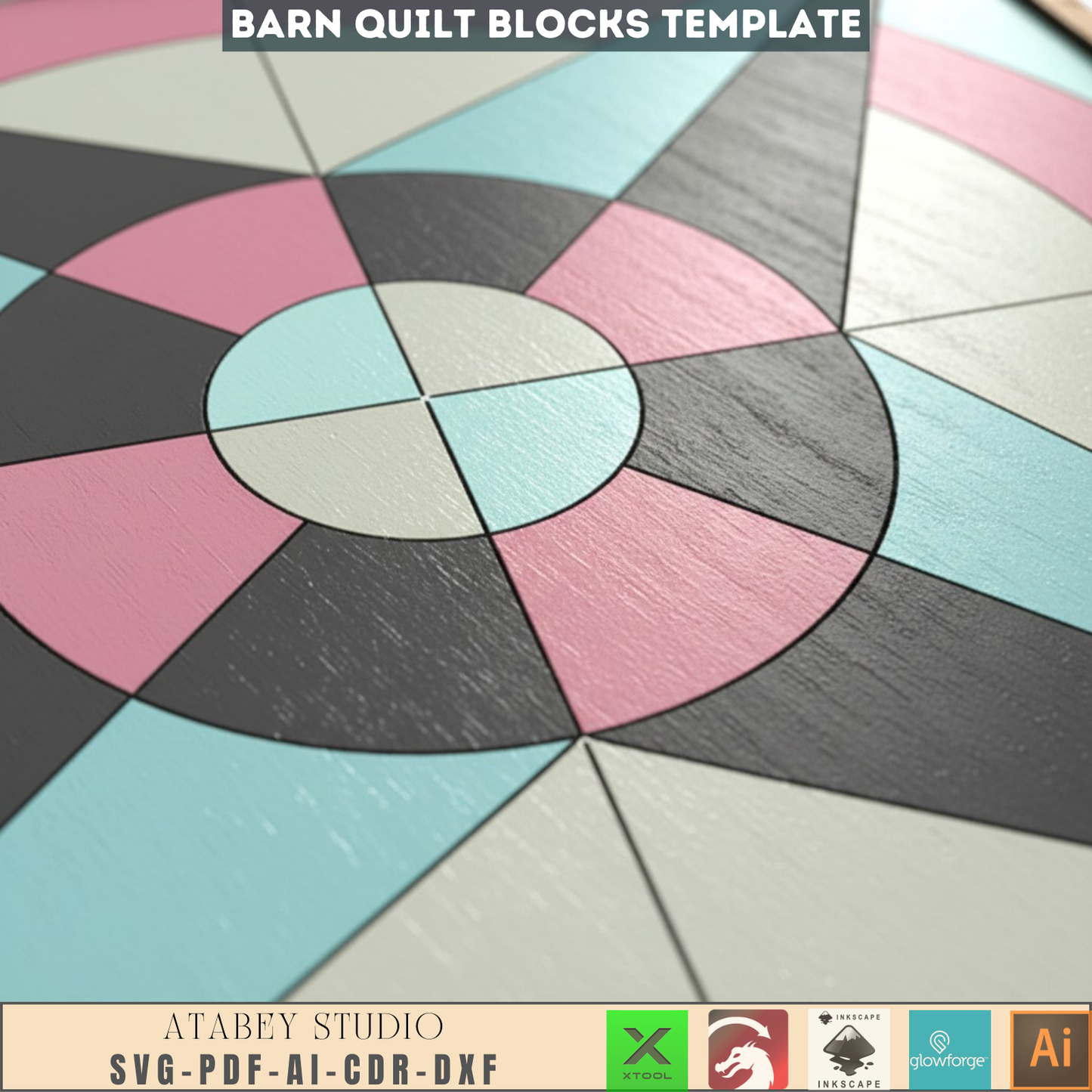 Geometric Barn Quilt SVG DXF - Laser Cut File for Glowforge XTool - Farmhouse Wall Decor Pattern - Digital Craft Download