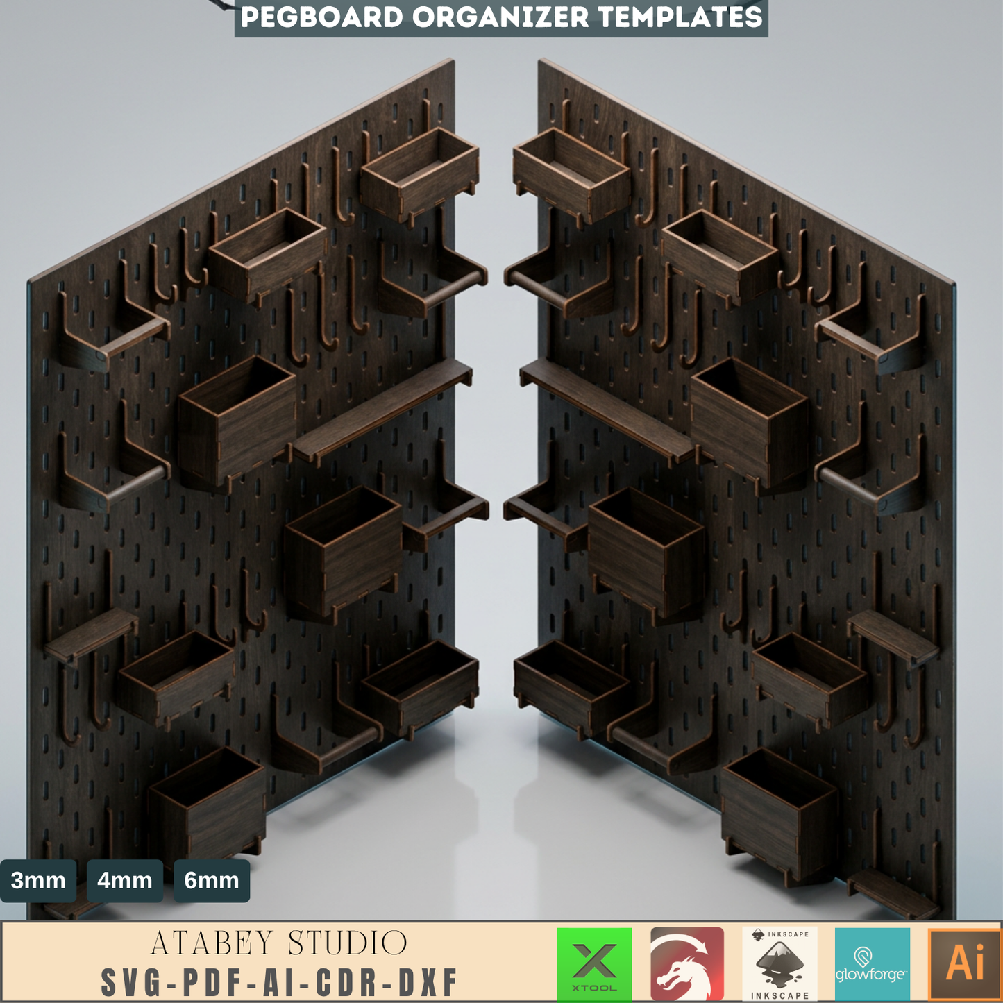 Pegboard SVG / Wooden Pegboard Accessories / Wall Pegboard