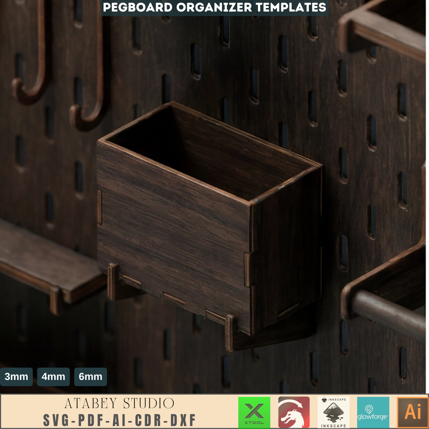 Pegboard SVG / Wooden Pegboard Accessories / Wall Pegboard