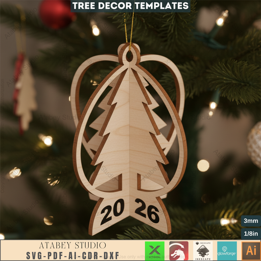 Stand & Hang Christmas Tree Ornament Laser Templates - Festive Decor Crafting Files 701