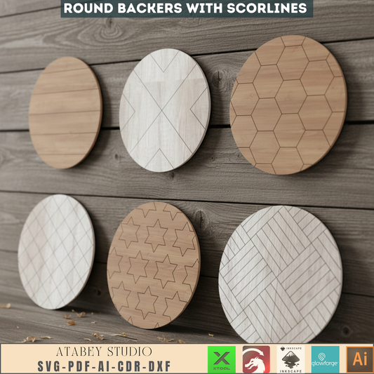 Faux Shiplap Round Pattern Set / Laser Engraving Scorelines Sign Backer for DIY Projects 687