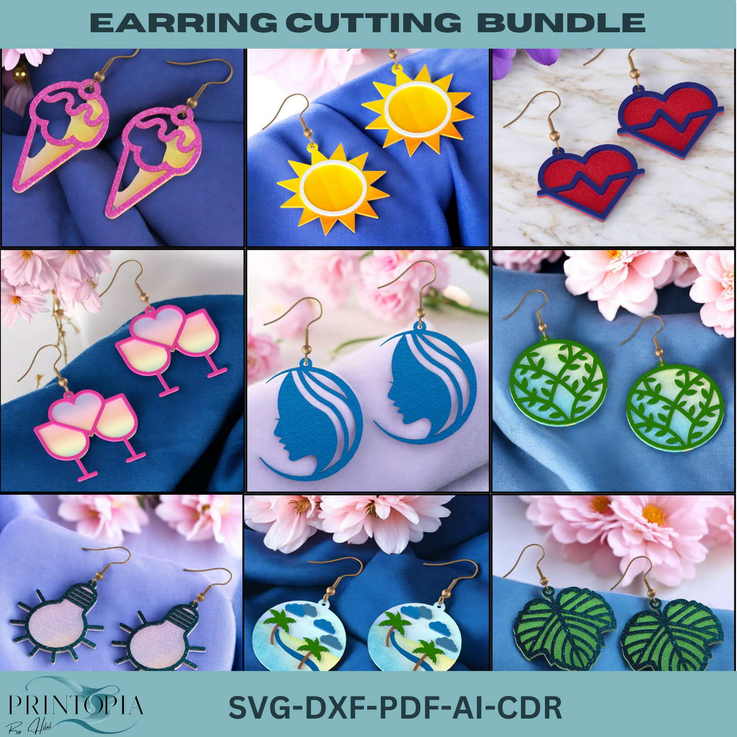 Creative Wooden Earring Designs for Laser Cutting Projects-Unique Earring Bundle with Versatile Shapes for Crafters 184